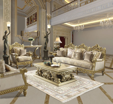 Homey Design HD-2659 Metallic Bright Gold Sofa& Loveseat by Homey Design at Eve Furniture