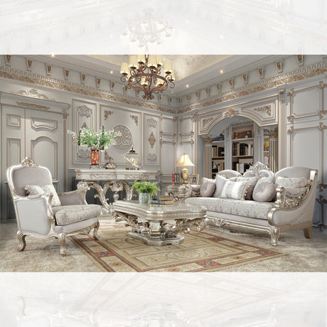 Homey Design HD-2662 Metallic Silver Sofa by Homey Design at Eve Furniture