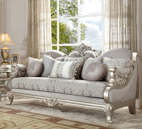 Homey Design HD-2662 Metallic Silver Sofa & Loveseat by Homey Design at Eve Furniture