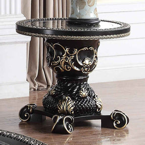 Homey Design HD-328B Ebony Black Antique Gold End Table by Homey Design at Eve Furniture