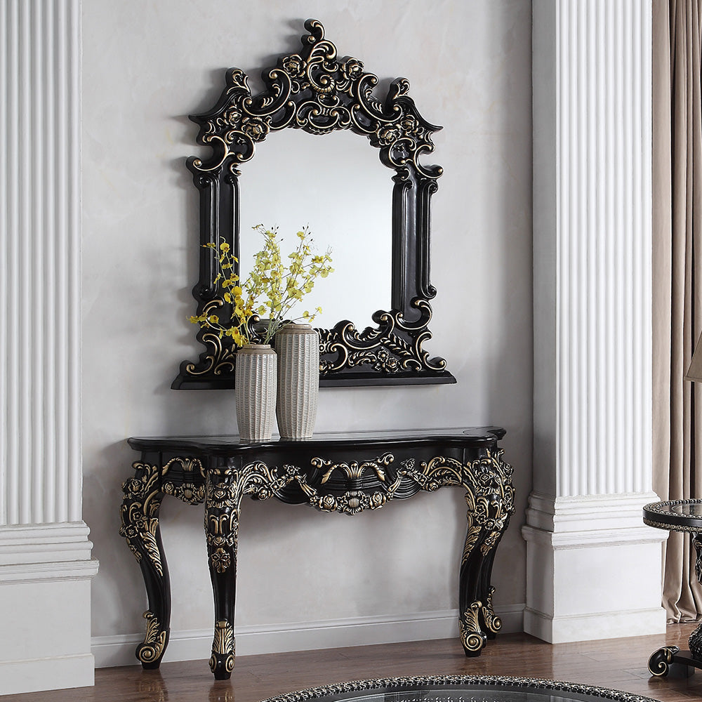 Homey Design HD-328B Ebony Black/Antique Gold Highlights Mirror by Homey Design at Eve Furniture