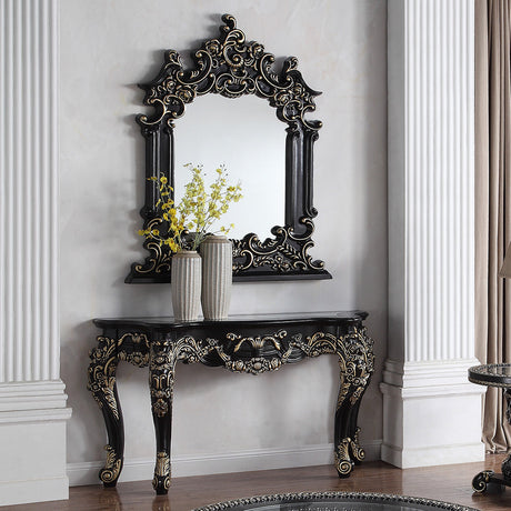 Homey Design HD-328B Ebony Black/Antique Gold Highlights Mirror by Homey Design at Eve Furniture