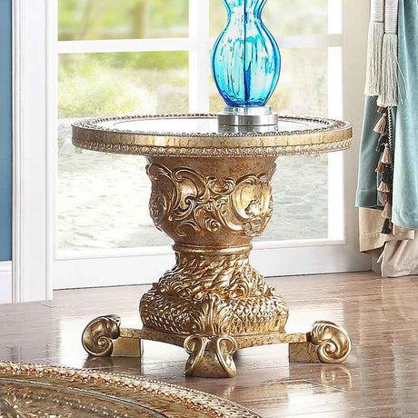 Homey Design HD-328G Marbled Gold End Table by Homey Design at Eve Furniture