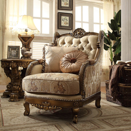 Homey Design HD-506 Metallic Antique Gold/Perfect Brown Sofa & Loveseat by Homey Design at Eve Furniture