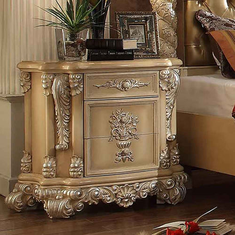 Homey Design HD-7266 Bisque Silver Highlighting Nightstand by Homey Design at Eve Furniture