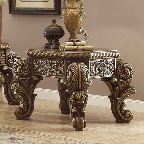 Homey Design HD-8011 Antique Gold Perfect Brown End Table by Homey Design at Eve Furniture