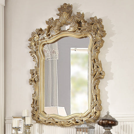 Homey Design HD-8016 Metallic Bright Gold Mirror by Homey Design at Eve Furniture
