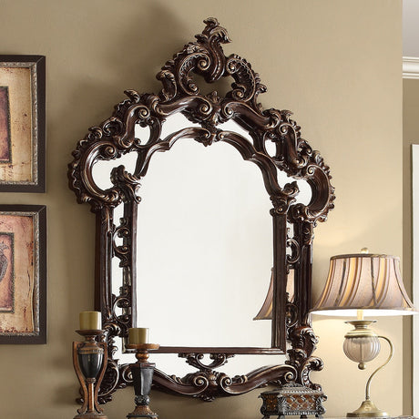 Homey Design HD-8017 Brown Metallic Silver Mirror by Homey Design at Eve Furniture