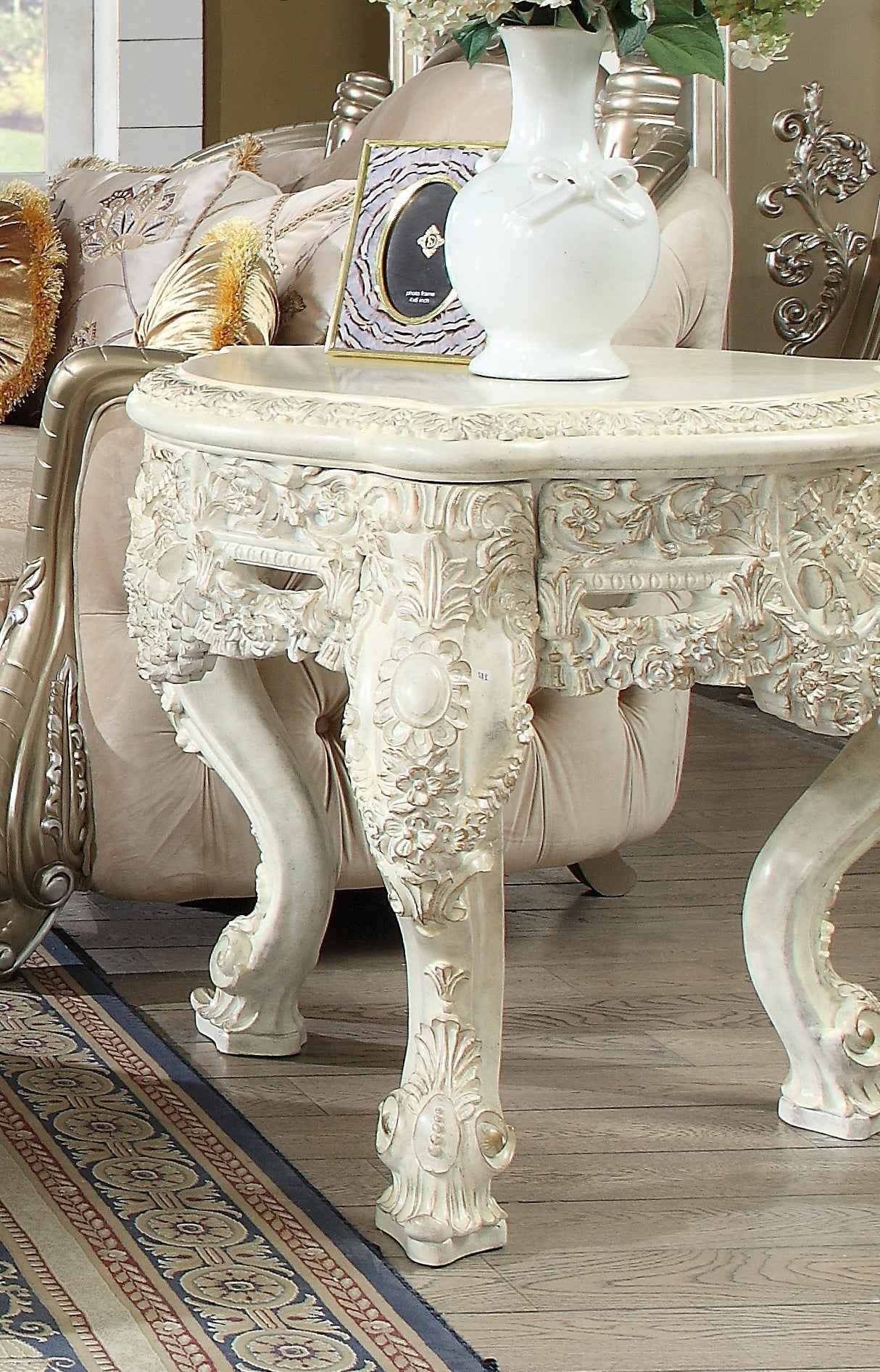 Homey Design HD-8030 Plantation Cove White End Table by Homey Design at Eve Furniture