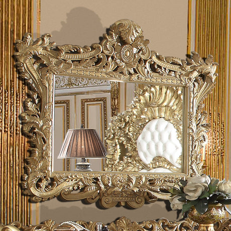 Homey Design HD-8086 Metallic Bright Gold Mirror by Homey Design at Eve Furniture