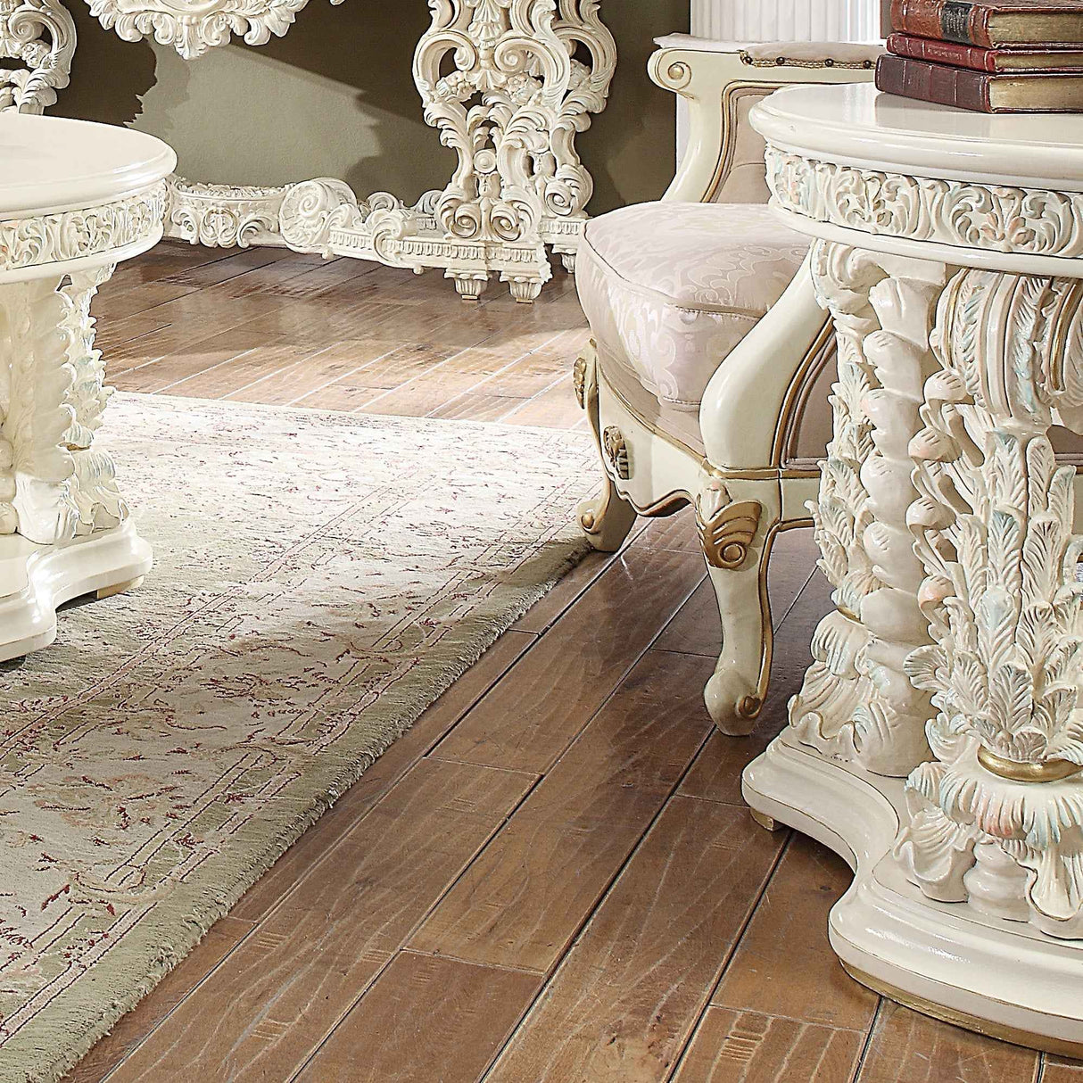 Homey Design HD-8089 White Gloss Pastel Highlights End Table by Homey Design at Eve Furniture