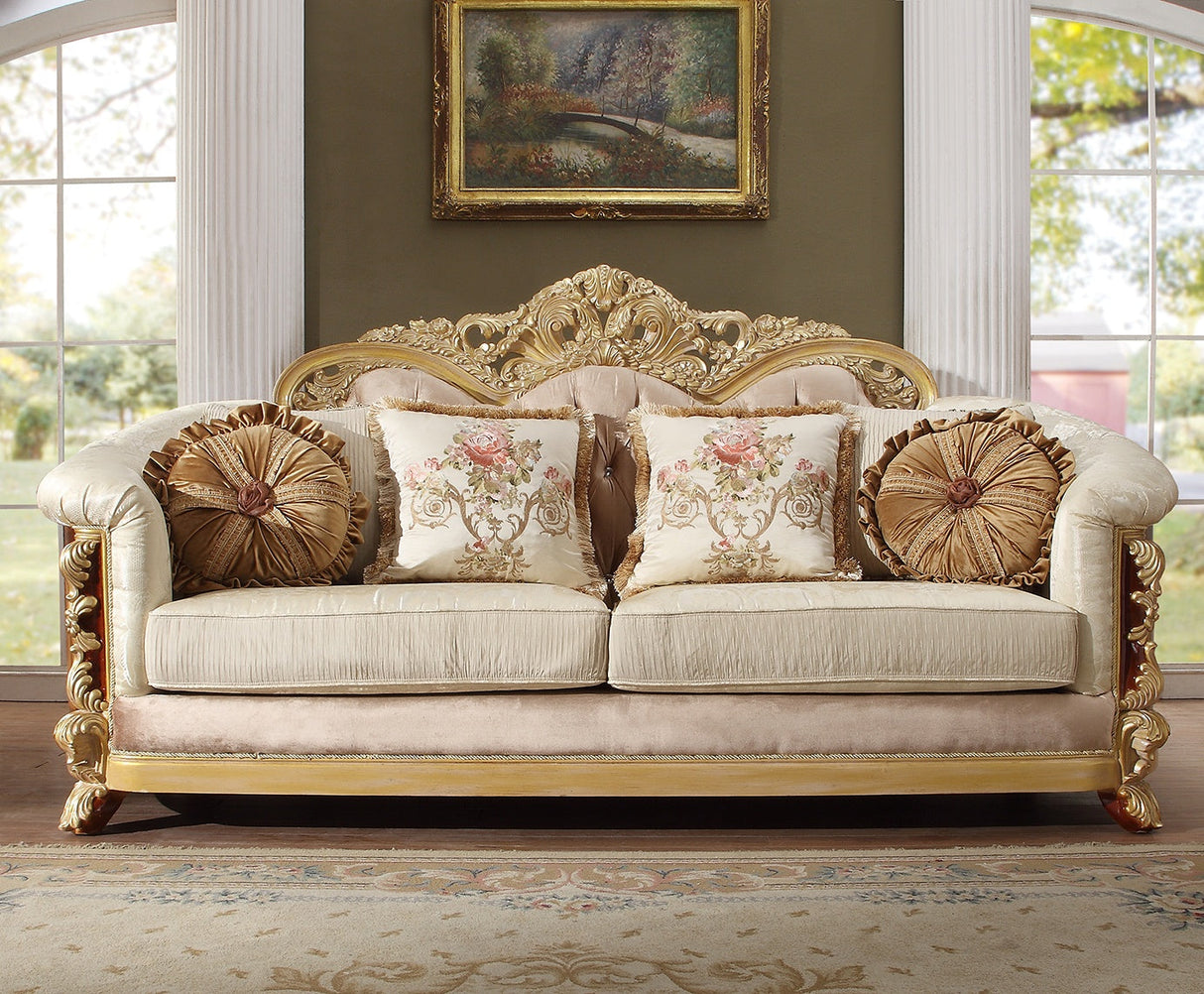 Homey Design HD-821 Rich Brown & Metallic Bright Gold Accent 3-Piece Set by Homey Design at Eve Furniture