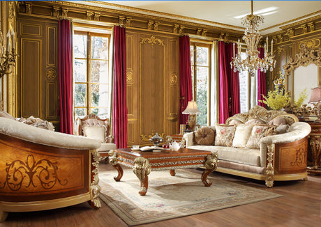 Homey Design HD-821 Rich Brown & Metallic Bright Gold Accent 3-Piece Set by Homey Design at Eve Furniture