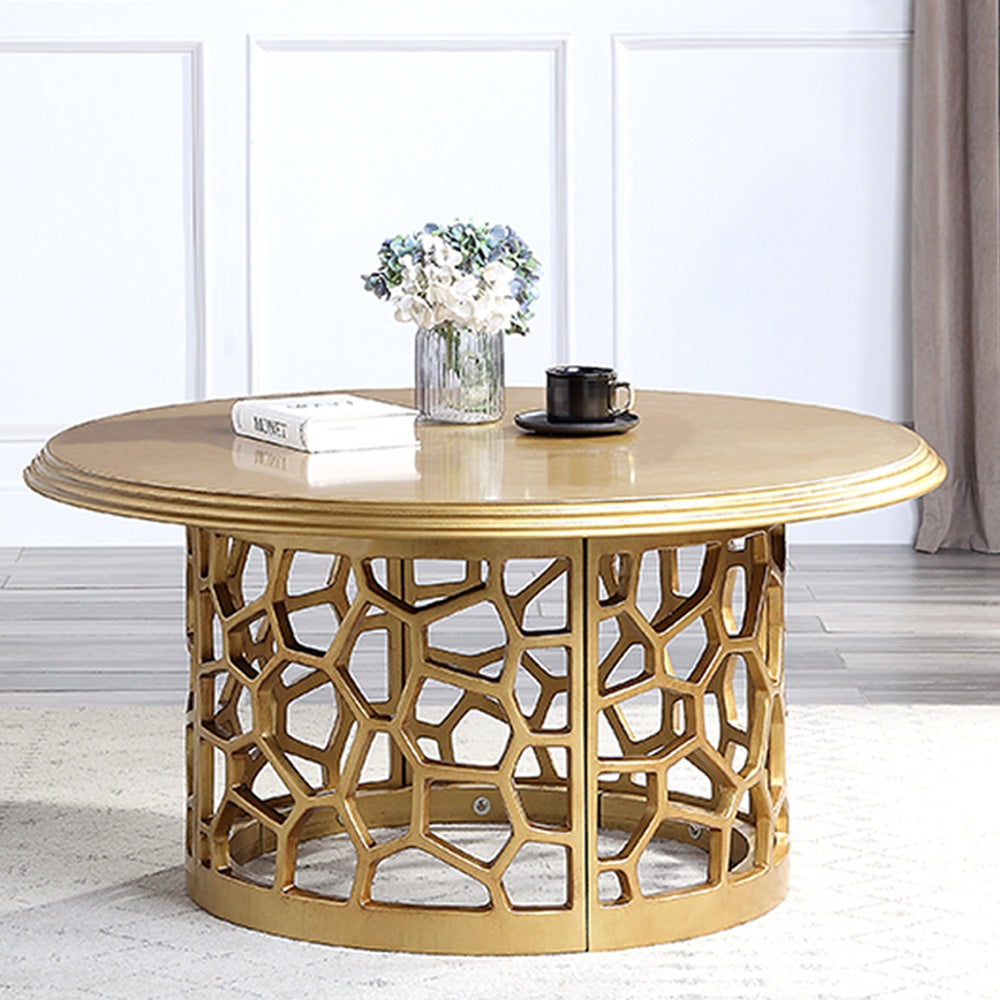 Homey Design HD-8913G Gold 3-Piece Coffee Table Set