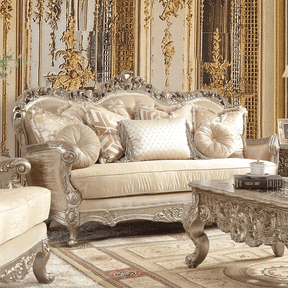 Homey Design HD-8925 Metallic Antique Gold with Belle Silver Mix Champagne Loveseat by Homey Design at Eve Furniture