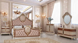 Homey Design HD-9021 Antique Ivory Cherry Inset & Gold Trim Mirror by Homey Design at Eve Furniture