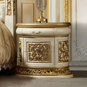 Homey Design HD-903 Antique White Gold Nightstand by Homey Design at Eve Furniture