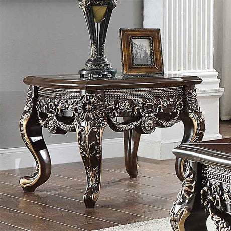 Homey Design HD-905 Cherry Metallic Antique Gold Highlights End Table by Homey Design at Eve Furniture