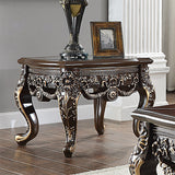 Homey Design HD-905 Cherry/Metallic Antique Gold Highlights 3-Piece Coffee Table Set