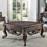Homey Design HD-905 Cherry/Metallic Antique Gold Highlights 3-Piece Coffee Table Set