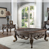 Homey Design HD-905 Cherry/Metallic Antique Gold Highlights 3-Piece Coffee Table Set