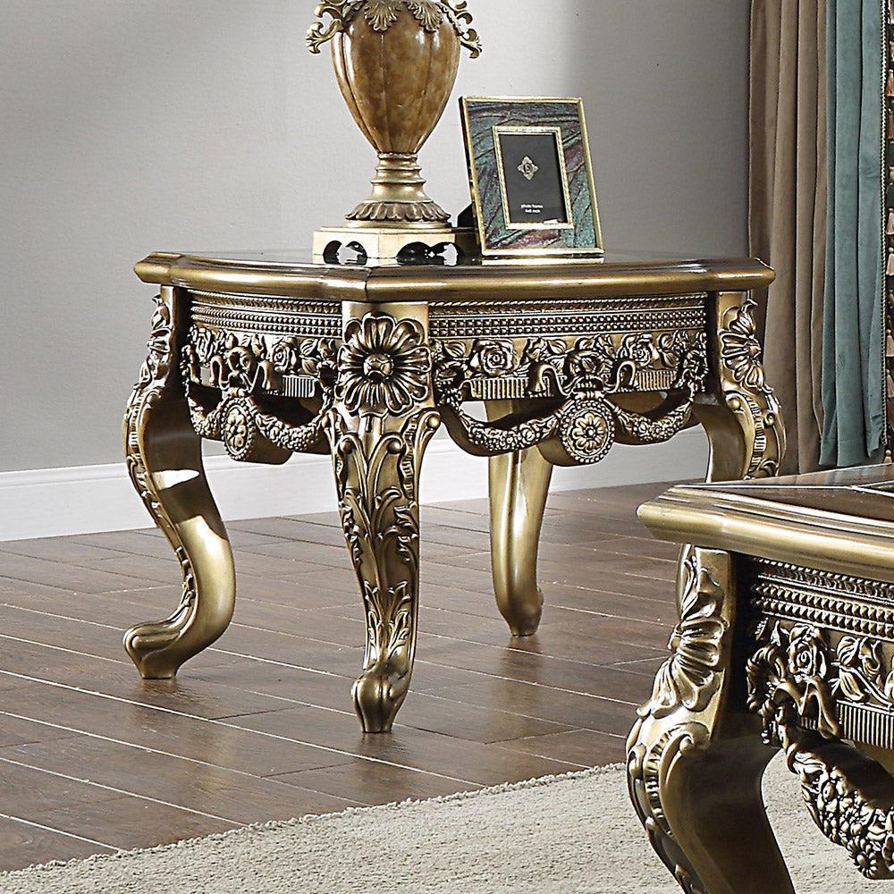 Homey Design HD-905 Perfect Brown Metallic Antique Gold 3-Piece Br Coffee Table Set by Homey Design at Eve Furniture