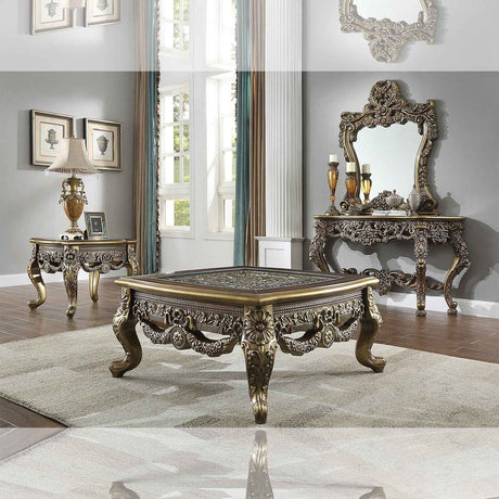 Homey Design HD-905 Perfect Brown Metallic Antique Gold Brown End Table by Homey Design at Eve Furniture