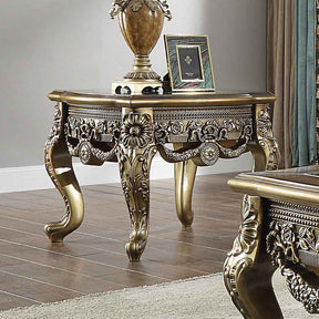 Homey Design HD-905 Perfect Brown Metallic Antique Gold Brown End Table by Homey Design at Eve Furniture