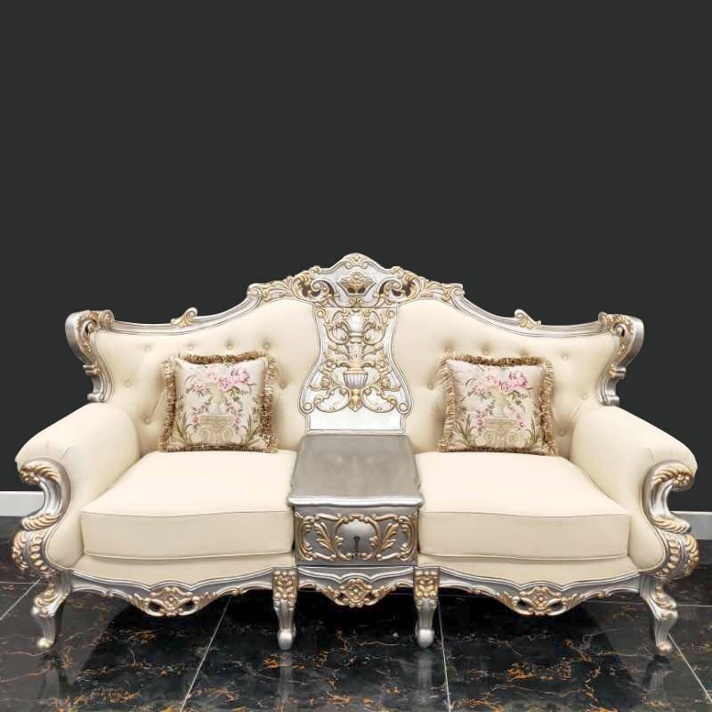 Homey Design HD-91633 Metallic Silver w/ Antique Gold Trim Loveseat by Homey Design at Eve Furniture