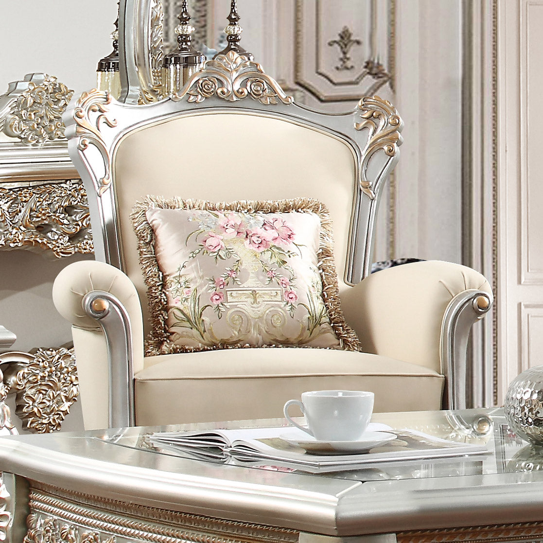Homey Design HD-91633 Metallic Silver w/ Antique Gold Trim Loveseat by Homey Design at Eve Furniture