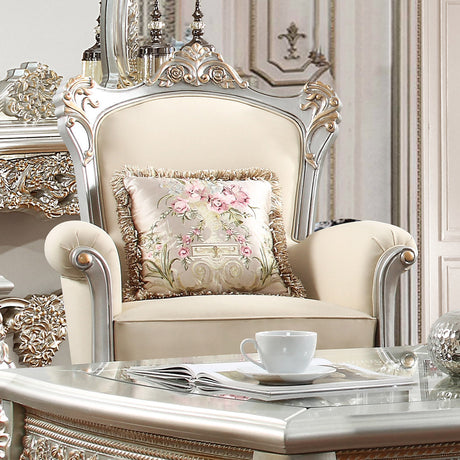 Homey Design HD-91633 Metallic Silver w/ Antique Gold Trim Loveseat by Homey Design at Eve Furniture