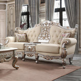 Homey Design HD-91633 Metallic Silver with Antique Gold Highlights 3-Piece French Salon Set by Homey Design at Eve Furniture