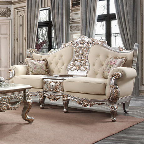Homey Design HD-91633 Metallic Silver with Antique Gold Highlights 3-Piece French Salon Set by Homey Design at Eve Furniture