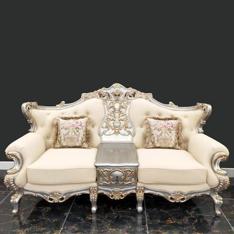 Homey Design HD-91633 Metallic Silver with Antique Gold Highlights 3-Piece French Salon Set by Homey Design at Eve Furniture