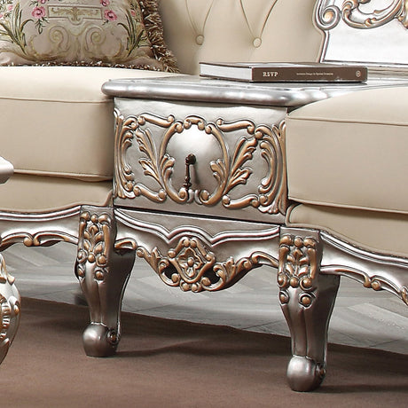 Homey Design HD-91633 Metallic Silver with Antique Gold Highlights 3-Piece French Salon Set by Homey Design at Eve Furniture