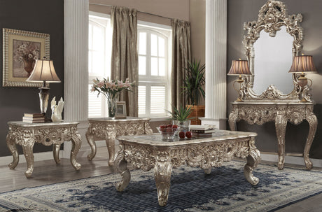 Homey Design HD-998CH Champagne Silver 3-Piece Coffee Table Set by Homey Design at Eve Furniture