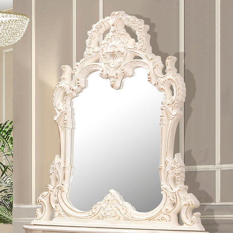 Homey Design HD-998I Ivory Metallic Gold Highlights Mirror by Homey Design at Eve Furniture