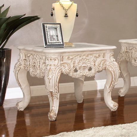 Homey Design HD-998I Ivory/Metallic Gold Highlights 3-Piece Coffee Table Set by Homey Design at Eve Furniture