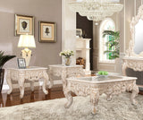 Homey Design HD-998I Ivory/Metallic Gold Highlights 3-Piece Coffee Table Set