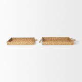 Hona Set of 2 Large Recatangular Nesting Water Hyacinth Trays by Mercana at Eve Furniture