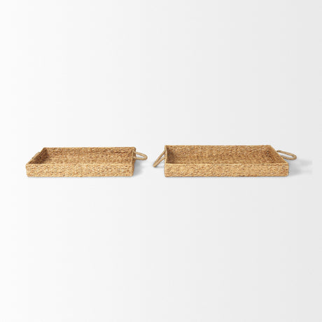 Hona Set of 2 Large Recatangular Nesting Water Hyacinth Trays by Mercana at Eve Furniture