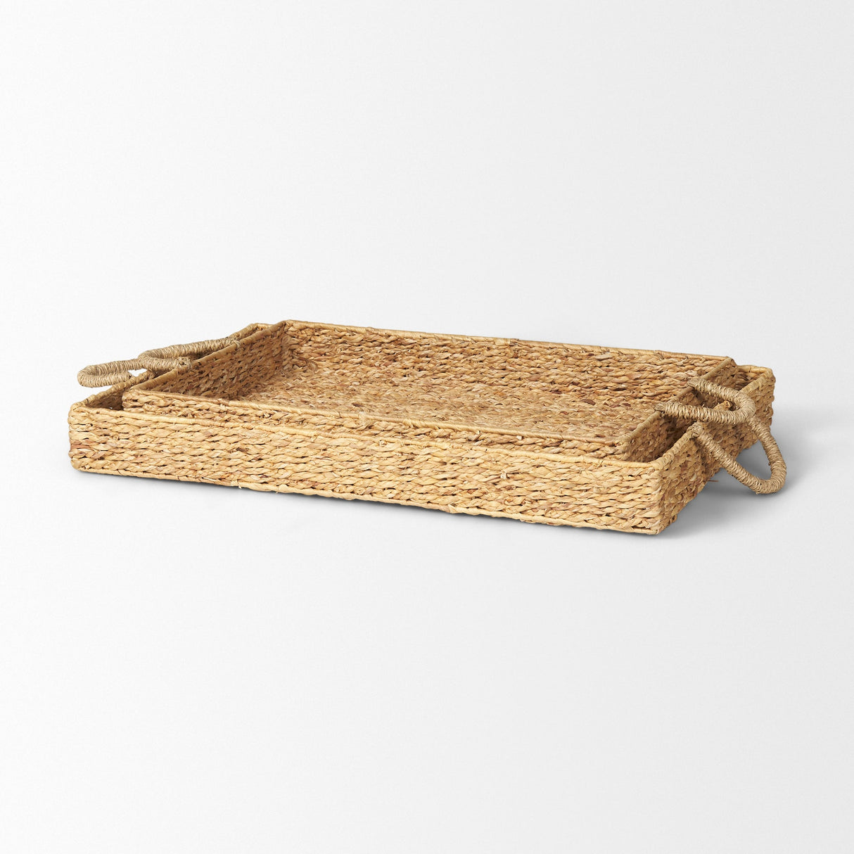 Hona Set of 2 Large Recatangular Nesting Water Hyacinth Trays by Mercana at Eve Furniture