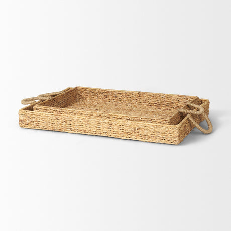 Hona Set of 2 Large Recatangular Nesting Water Hyacinth Trays by Mercana at Eve Furniture