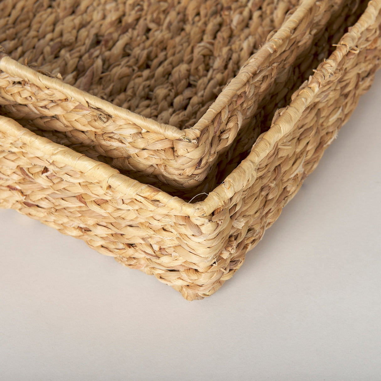 Hona Set of 2 Large Recatangular Nesting Water Hyacinth Trays by Mercana at Eve Furniture