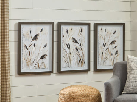 Honslow Brown/Black/White Wall Art (Set of 3) by Ashley at Eve Furniture