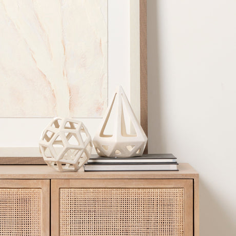 Hood White Geometric Ceramic Object by Mercana at Eve Furniture