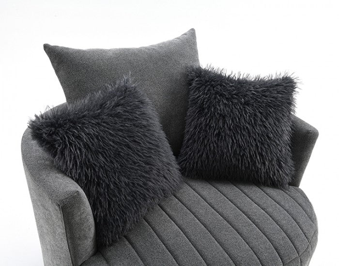 Hoople Dark Gray Channel Tufted Swivel Chair by Furniture of America at Eve Furniture