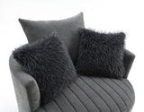 Hoople Dark Gray Channel Tufted Swivel Chair by Furniture of America at Eve Furniture