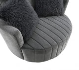 Hoople Dark Gray Channel Tufted Swivel Chair by Furniture of America at Eve Furniture