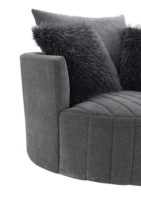 Hoople Dark Gray Channel Tufted Swivel Chair by Furniture of America at Eve Furniture